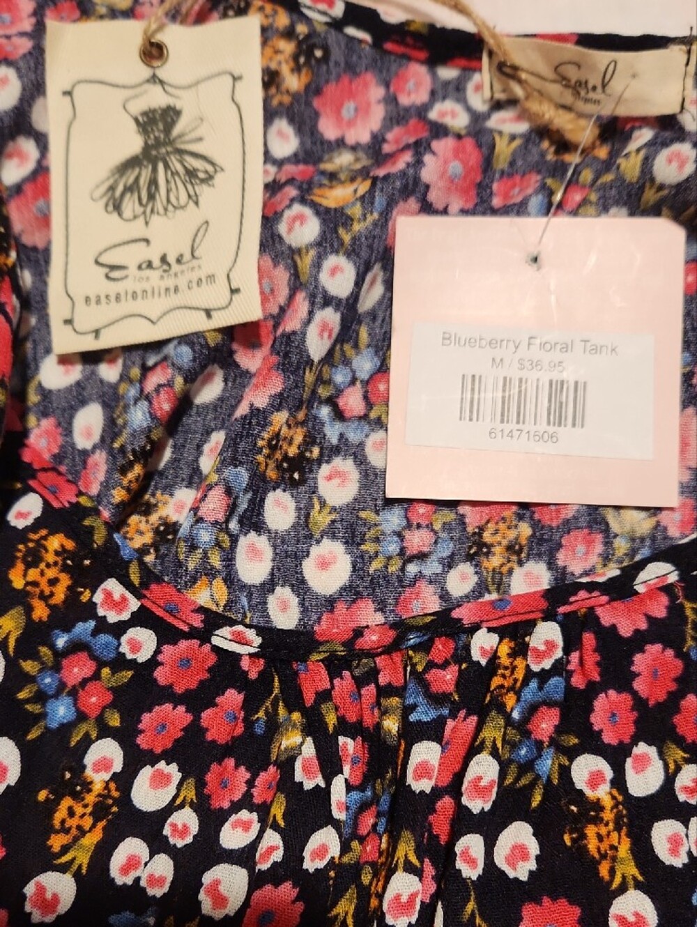 easel Black Floral Camisole Tank with Pink & Yellow Blooms - Picture 2 of 5